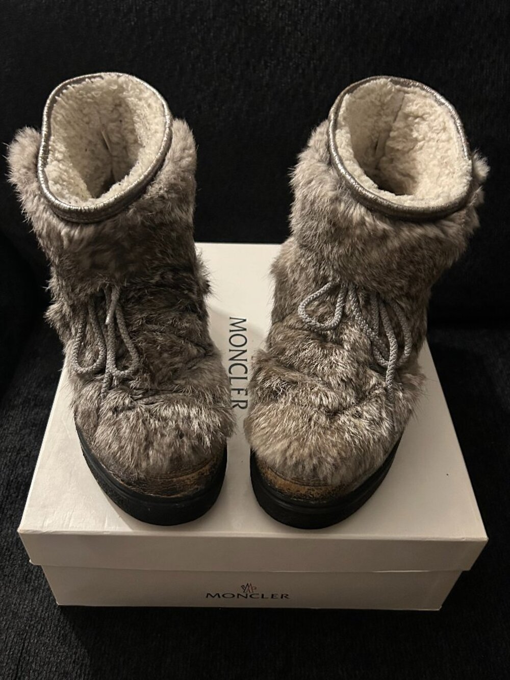 Women 100% Authentic Moncler Shearling Fur Boots